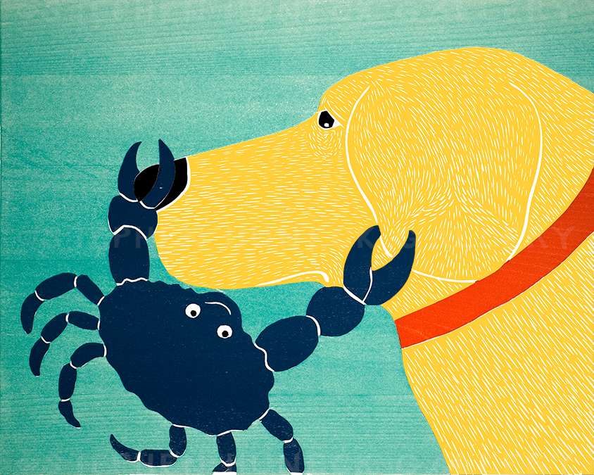 Crab-Blue - Original Woodcut