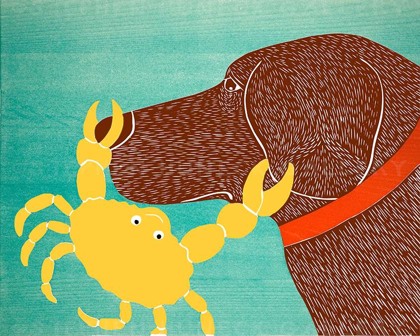 Crab-Yellow - Original Woodcut