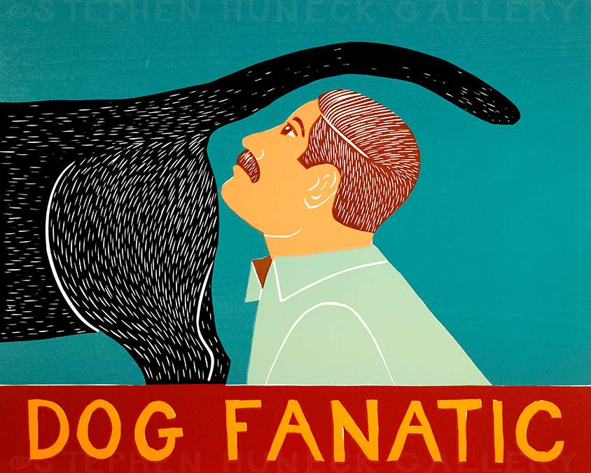 Dog Fanatic - Original Woodcut