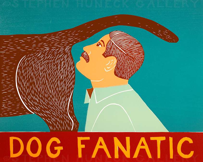 Dog Fanatic - Original Woodcut