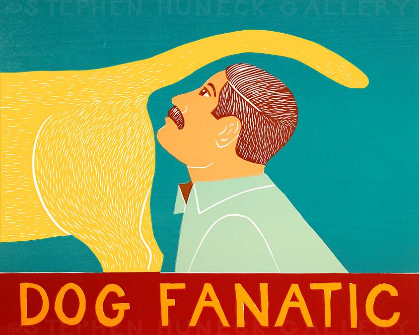 Dog Fanatic - Original Woodcut
