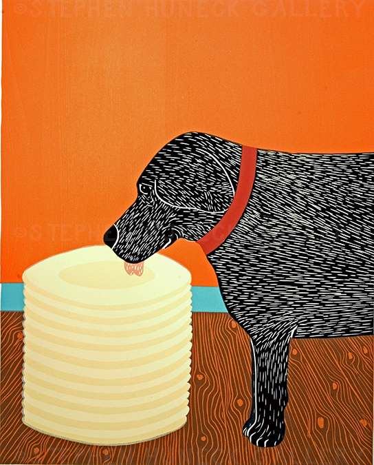 Sally Washes the Dishes - Original Woodcut