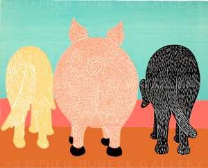 We Eat Like Pigs - Original Woodcut