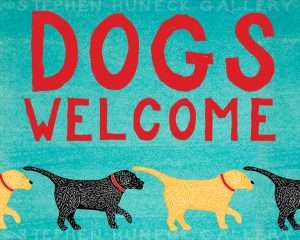 Dogs Welcome-Black & Yellow - Giclee Print