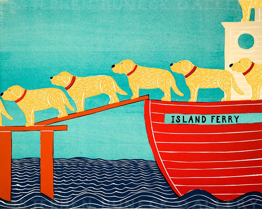 Island Ferry - Original Woodcut