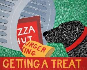 Getting a Treat-Trash - Original Woodcut