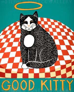 Good Kitty - Original Woodcut