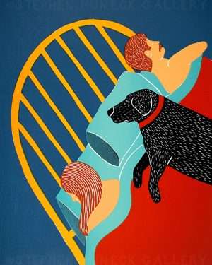 Hogging the Bed - Original Woodcut