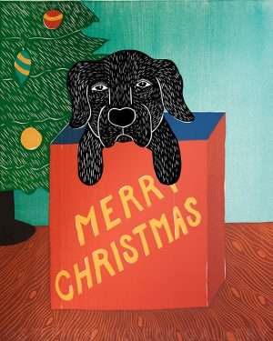 Merry Christmas (Puppy Present) - Giclee Print
