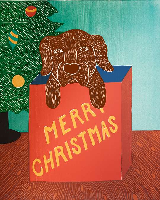 Merry Christmas (Puppy Present) - Giclee Print