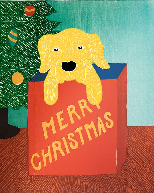Merry Christmas (Puppy Present) - Giclee Print