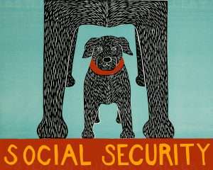 Social Security - Original Woodcut