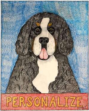 Bernese Mountain Dog - Customizable Crayon Giclee