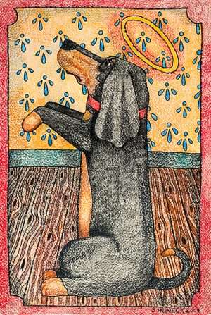 Dachshund Halo - Crayon Print