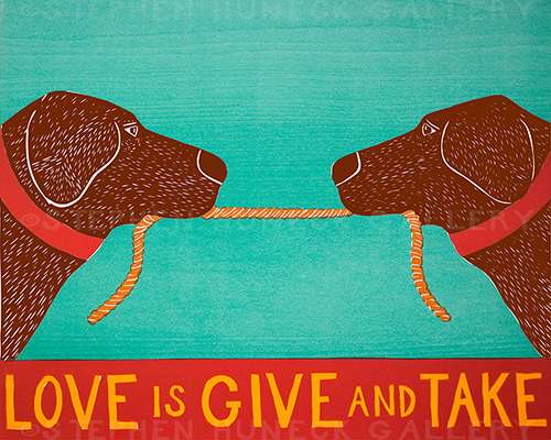 Love is Give and Take - Medium Woodcut